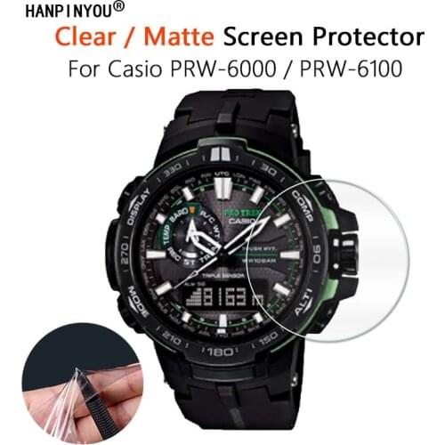 10Pcs For Casio PRW-6000 PRW-6100 PRW6000 PRW6100 Smart Watch Clear Glossy / Matte Screen Protector Soft Film Not Tempered Glass