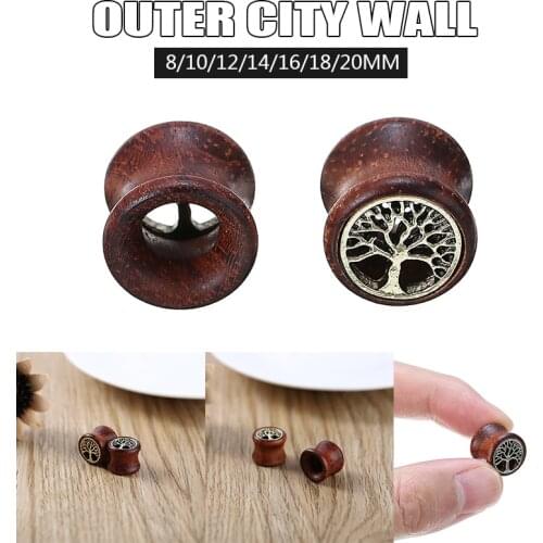 2pcs Vintage Tree Of Life Wood Ear Plug Retro Ethnic Flesh Tunnels Ear Expanders Punk Men Women Piercing Earring Body Jewelry