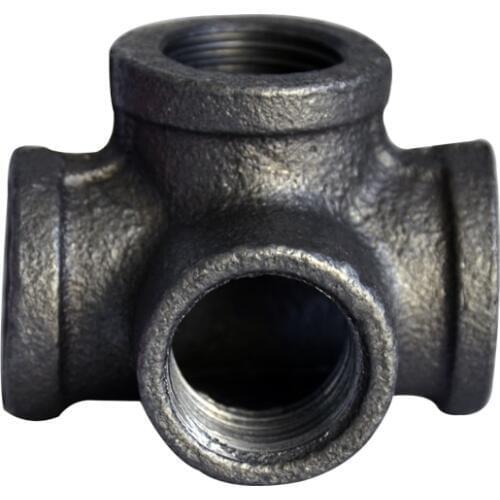 3Pcs/Lot G1/2" DN15 Female Equal Side Outlet Tees BS Standard Thread Hardware Pipe Fittings Black Iron Cast Industrial Antique