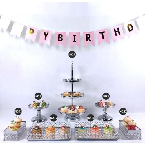 6-7pcs new hot High-quality Cake Stand Set silver Crystal Metal Cupcake decorations Dessert Pedestal Party Display cake tray