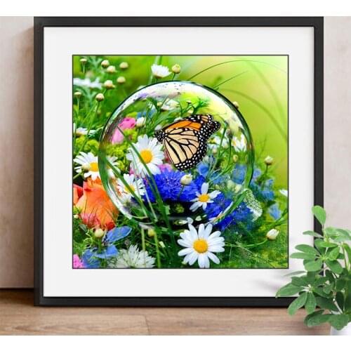 5D DIY Diamond Painting Full Square Butterfly Flower Diamond Embroidery Cross Stitch Rhinestone Wall Stickers Home Decor