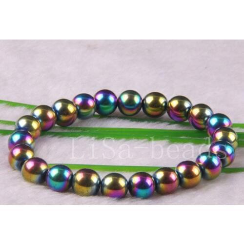 Free Shipping Fashion Jewelry Stretch 10MM Multicolor Magnetic Hematite Healing Bracelet 8" H429