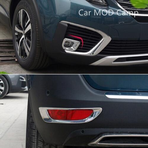 For Peugeot 5008 2017 2018 ABS Chrome Front & Rear Fog Light Tail Fog Lamp Cover Trim 4pcs Car Styling