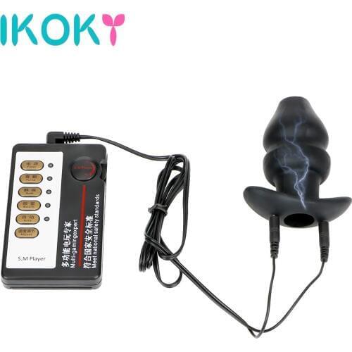 Electric Shock Hollow Anal Plug Butt Prostate Massage Sex Toys for Women Men Masturbator Machine Couple Games Tools Sextoys Shop