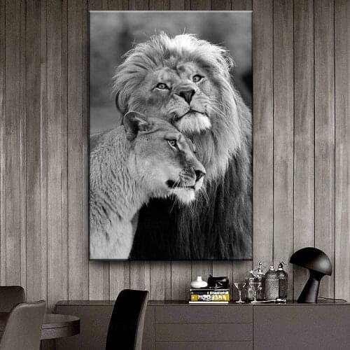 African Wild Lion Poster Black And White Animal Canvas Paintings On The Wall Art Prints Modular Picture for Living Room Decor