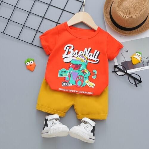 Boys Clothing Set Fashion Cotton T-shirt+shorts 2pcs Kids Boys Beach Clothing Set Summer T-Shirt Cartoon clothing