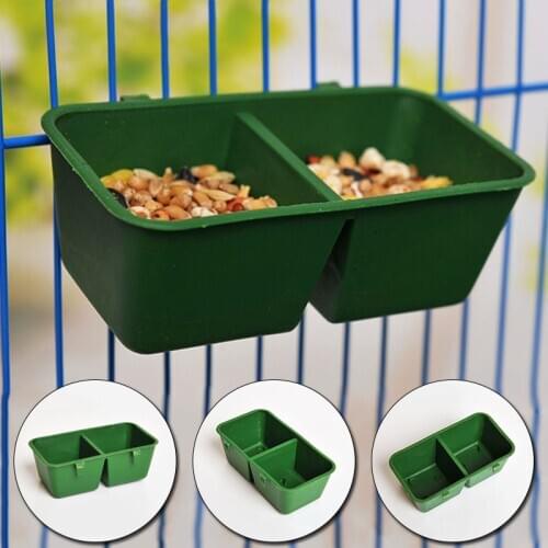 2 in 1 Double Bowl Bird Feeder Cage Dual Water Drink Eating Device Parrot Pigeon Trough