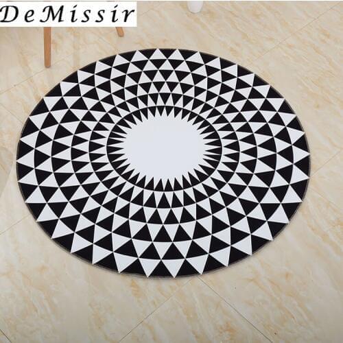 "Video" Modern Black White Geometric Round Carpet Diameter 60/80/100/120/160/180/200cm Living Room Mats Large Size Carpets