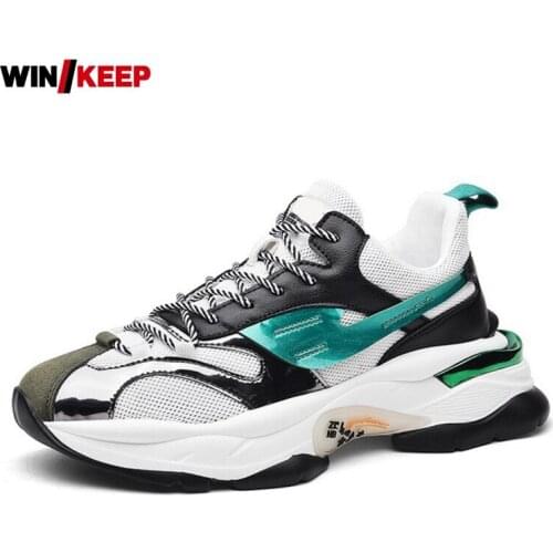 Womens Mesh Patchwork Real Leather Sports Shoes Mixed Colors Street Platform Sneakers Female Outdoor Jogging Walking Shoes