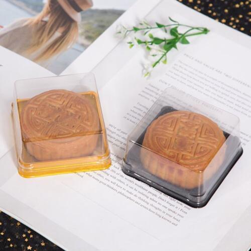 50pcs 63/100g Square Moon Cake Trays Black/Gold Mooncake Package Box Container Holder Mid-autumn Festival Gift Party Supplies