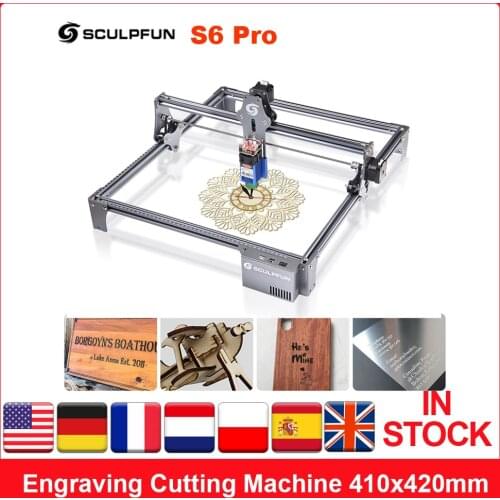 SCULPFUN S6 Pro Laser Engraver LD+FAC Spot Compression Ultra-thin Focus Desktop DIY Engraving Cutting Machine 410x420mm