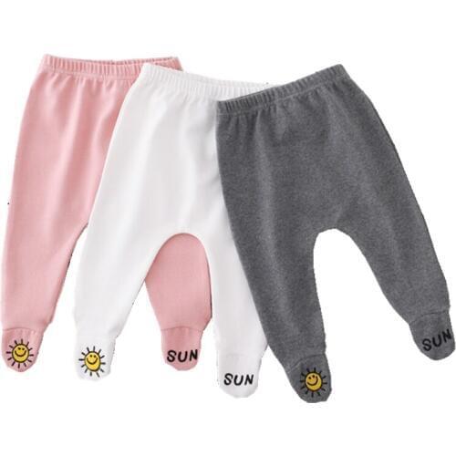 Baby Girl Autumn New Leggings Pants Three Colors Pantyhose Girls Legging Pink Footies Sun Printed Thin Slim Trousers