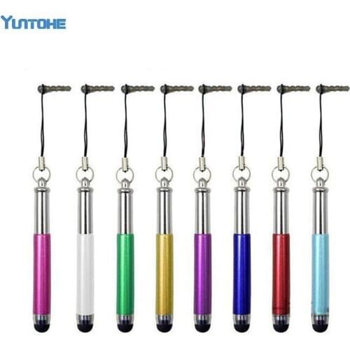 1000pcs/lot Metal Retractable Capacitive Screen Stylus Pen Touch Pen With 3.5mm Anti-Dust Plug For Mobile phone