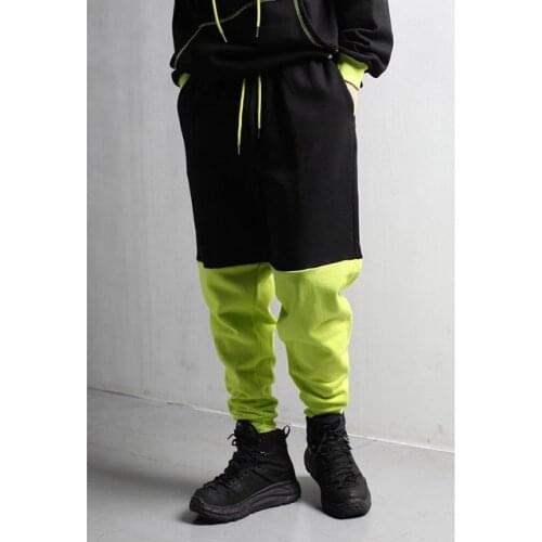 Mens fashion patchwork casual pants mens autumn loose legged Harlem pants versatile Leggings