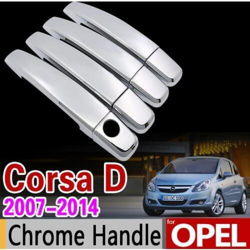 For Opel Corsa D 2007-2014 Chrome Handle Cover Trim Set Vauxhall 2008 2009 2010 2012 2013 Car Accessories Stickers Car Styling