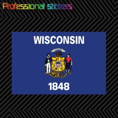 Wisconsin Flag Sticker Decal Self Adhesive Vinyl State Wisconsinite WI for Car, RV, Laptops, Motorcycles, Office Supplies