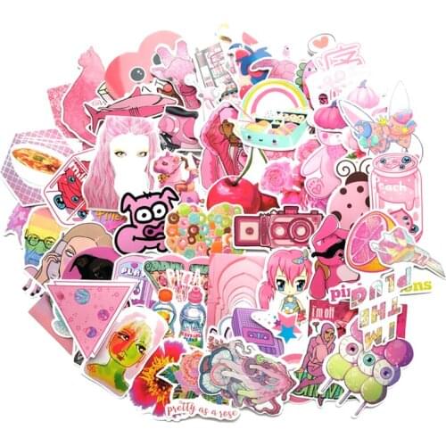 TD ZW Pink Stickers Little Fresh Vsco Cute Cartoon Stickers On Notebook Scrapbooking Cup Bottle Luggage Laptop DIY Decal Sticker