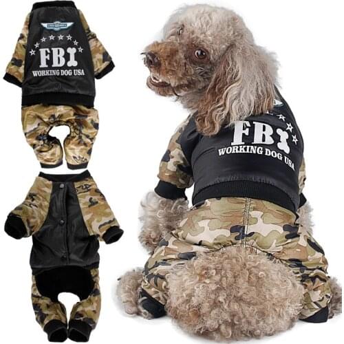 New Autumn and Winter Pet Clothes FBI Camouflage Warm Dog Clothes Dog Four-legged Pet Clothing Pet Clothing Factory Direct Sales