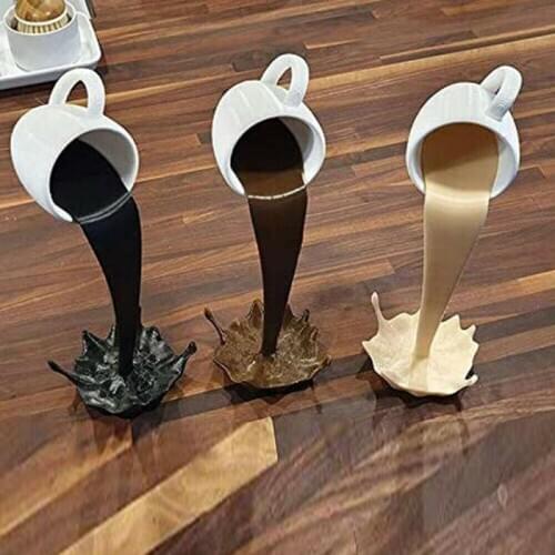 New Creative Floating Cup Sculpture Pouring Liquid Coffee Mug Art Decor New Year Gift Home Desktop Decoration Dropshipping
