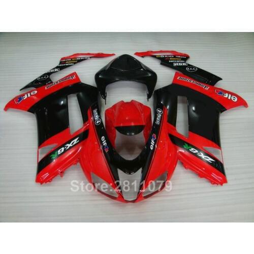 New hot moto parts fairing kit for Kawasaki Ninja ZX6R 07 08 red black fairings set ZX6R 2007 2008 WT22
