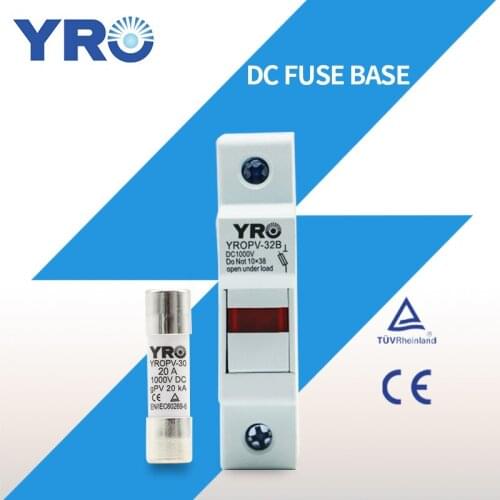 DC 1P 1000V PV Solar Fuse Fusible 10x38MM gPV with LED Fuse Holder for Solar PV System Protection YROPV-32B