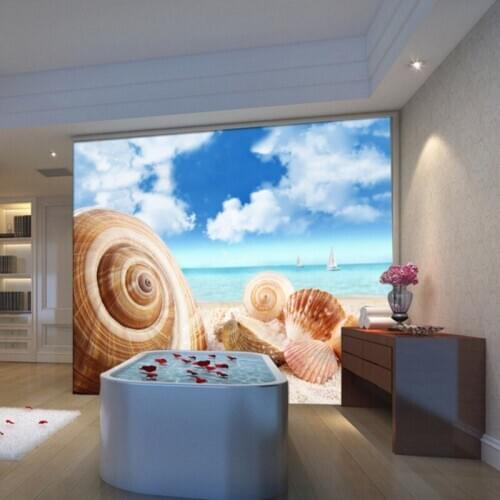 Drop Shipping Wallpaper For Walls 3 D Mysterious Seaside Beach Conch Background Wall Decorative Living Room Wallpaper Mural