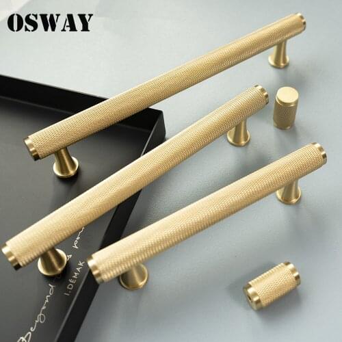 Gold Knurled/Textured simple kitchen cabinet knobs and handles Drawer Pulls Bedroom Knobs Brass T Bar Cabinet Hardware
