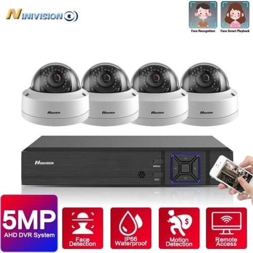 AI H.265 4CH CCTV System 5MP Wireless Audio AHD DVR NVR Outdoor Video Surveillance Home Security Camera System 4CH DVR Kit