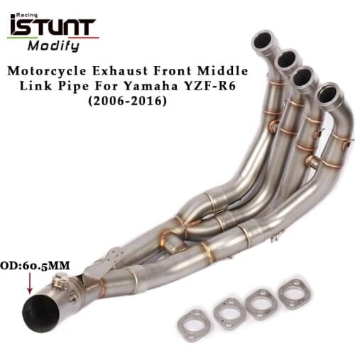 Slip On For Yamaha YZF-R6 r6 2006-2010 2011 2012 2013-2016 Motorcycle Exhaust System Escape Modified Front Middle Link Pipe Tube