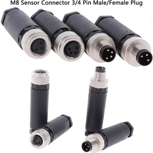 10Pcs M8 Sensor Connector Waterproof Male&female Plug Straight Angle Screw Threaded Coupling 3pin 4 Pin