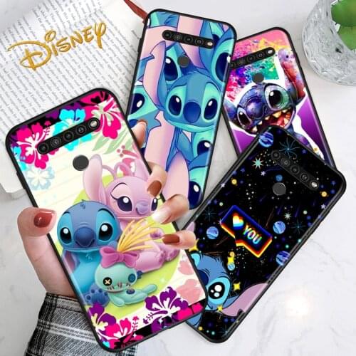Stitch cartoon cute for LG G8 G8S G8X V30 V35 V40 V50 V60 ThinQ Q60 K40 K50 K30 K41 K51 K61 K71 K22 Black Phone Case