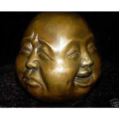 Super 4 expression Copper Face Buddha Tibet 5cm Garden Decoration 100% real Brass