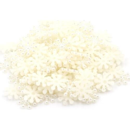 100PCS Snowflake Flatback Pearl Embellishments Christmas Craft DIY Tools