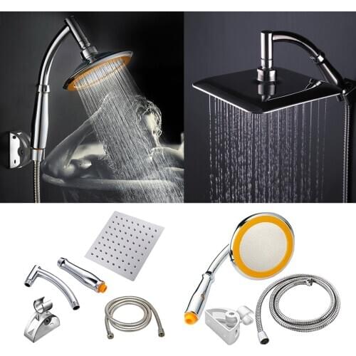 High Pressure Rainfall Shower Head Combo with Extension Arm Stainless Steel Bath Shower Head with Holder 1.5m Hose
