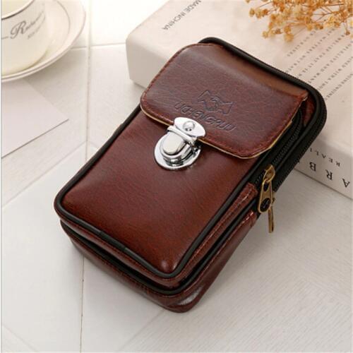 PU Leather Vintage Waist Packs Purse Men Travel Fanny Pack Belt Loops Hip Bum Bag Wallet Waist Bag Mobile Phone Pouch