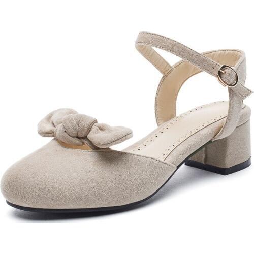 2019 spring and summer new thick heel with square head buckle with sandals female 30-43