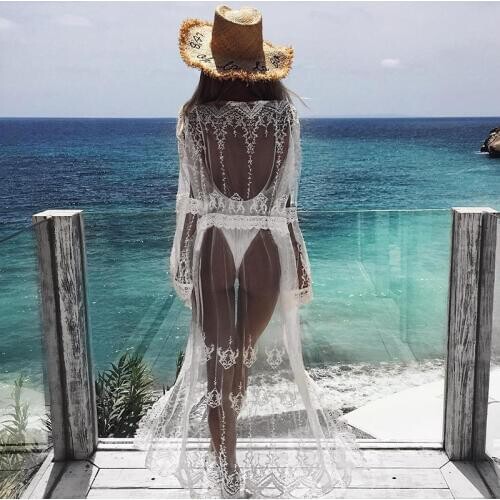 Swimwear Women Bikini Beach Cover-up Swimsuit Bathing Suit Summer Beach Wear Chiffon Cardigan Beach Dress Tunic Robe Playa