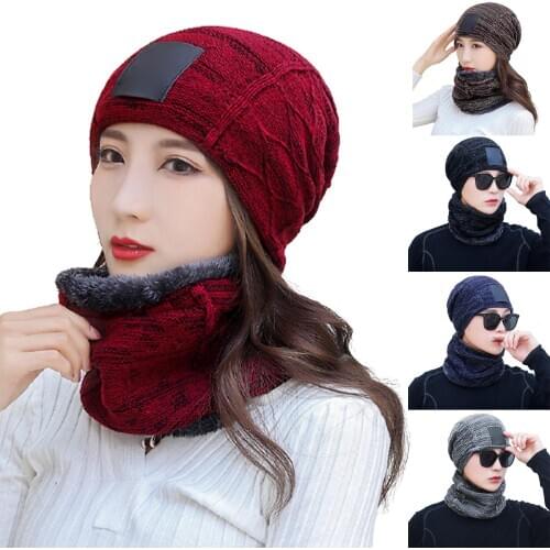 Unisex Winter Outdoor Cycling Warm Hat Ear Protection Knitted Beanie Scarf Set Warm Hat Ear Protection Knitted Beanie Scarf Set