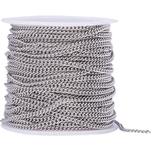 1 Roll Unfinished Silver Link Curb Chain With 20 Lobster Clasps 30 Jump Rings