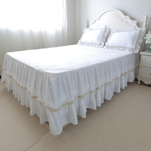 100%cotton Korean white satin with bed surface cake layers bed skirt bedspread 40-45cm height bed apron free shipping