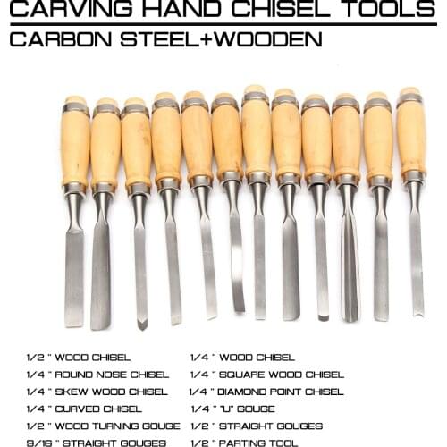 12pcs/set Wood Carving Chisels Knife Wood Carving Hand Chisel Tool Set for Basic Polishing Woodcut Carving Chisels Tools