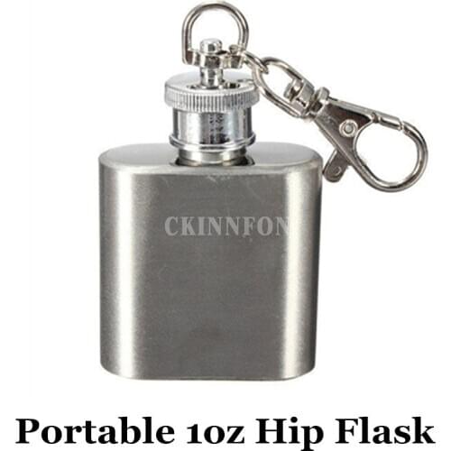 200Pcs/Lot Portable 1oz Mini Stainless Steel Hip Flask Alcohol Flagon With Keychain