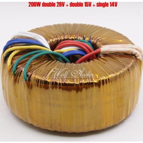 200W Pure Copper Transformer Dual 26V+ Dual 15V+ Single 14V Toroidal Transformer For Amplifier DIY