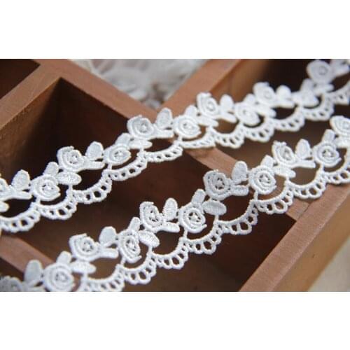 5Yds 2.5m/1'' White Black Rose Venise Lace Trim Clothing Textiles Lace Embroidery ~ Beautiful