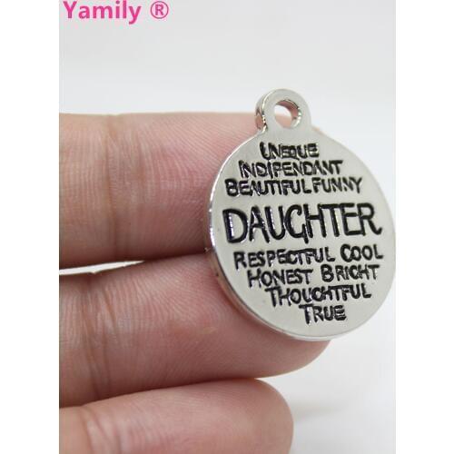 8pcs--22mm DAUGHTER Zinc Alloy Charms Word Collage Charms pendant for necklace bracelet diy jewelry pj2990