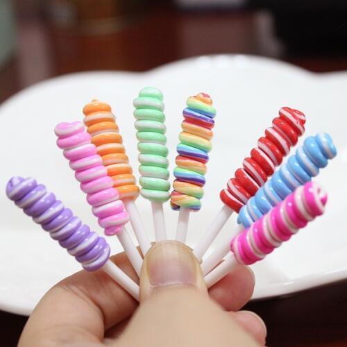 8pcs Cabochons Flat Back Resin Pastel Confetti Charms Candy Lollipop Sweets Soft Clay For Kids DIY Phone Decoration