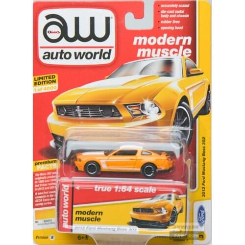 Auto World AW Cars 2012 Ford Mustang Boss 302 1/64 Scale Collection Metal Diecast Model Cars Toys