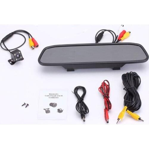 Car Rearview Mirror Monitor Auto Parking System + LED Night Vision Backup Reverse Camera CCD Car Rear View Camera