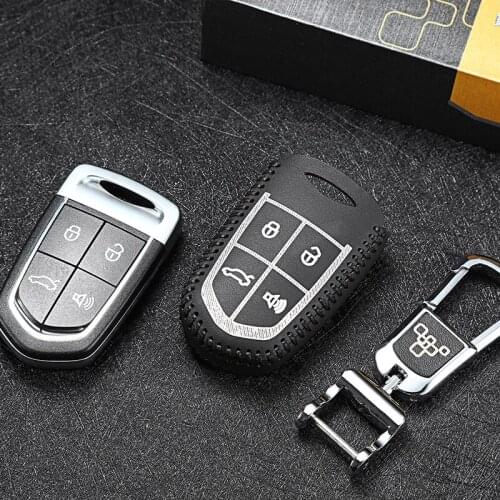 Car key case cover for borgward BX BX5 BX7 2017 leather holster car key bag Key Chain holder genuine leather