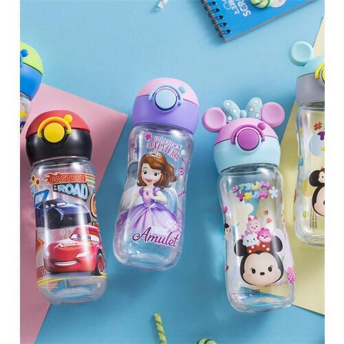 Disney childrens Cups primary school cute home kindergarten shatter-resistant summer straight drinking water bottle 400ML